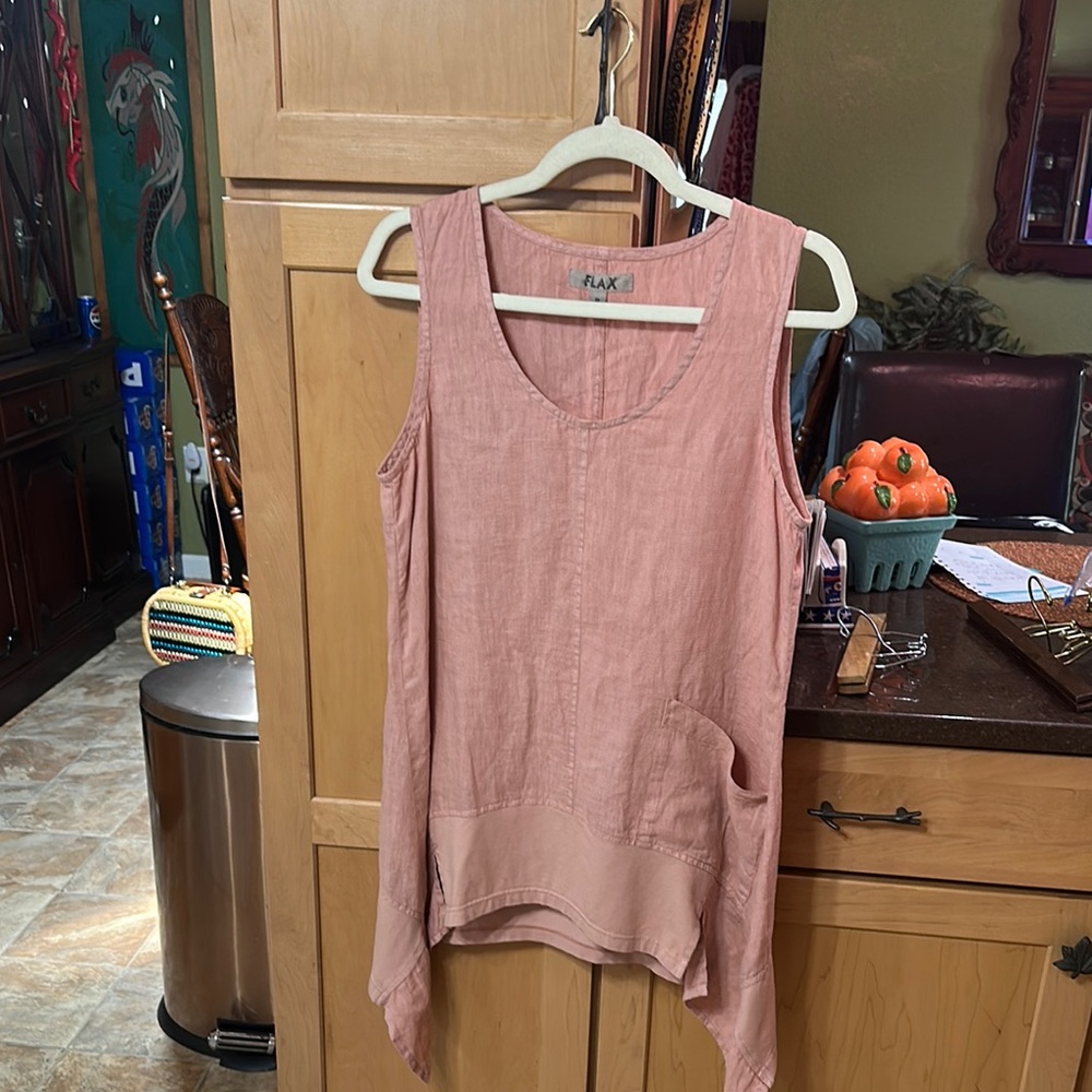 Flax  Asymmetrical Sleeveless linen Top